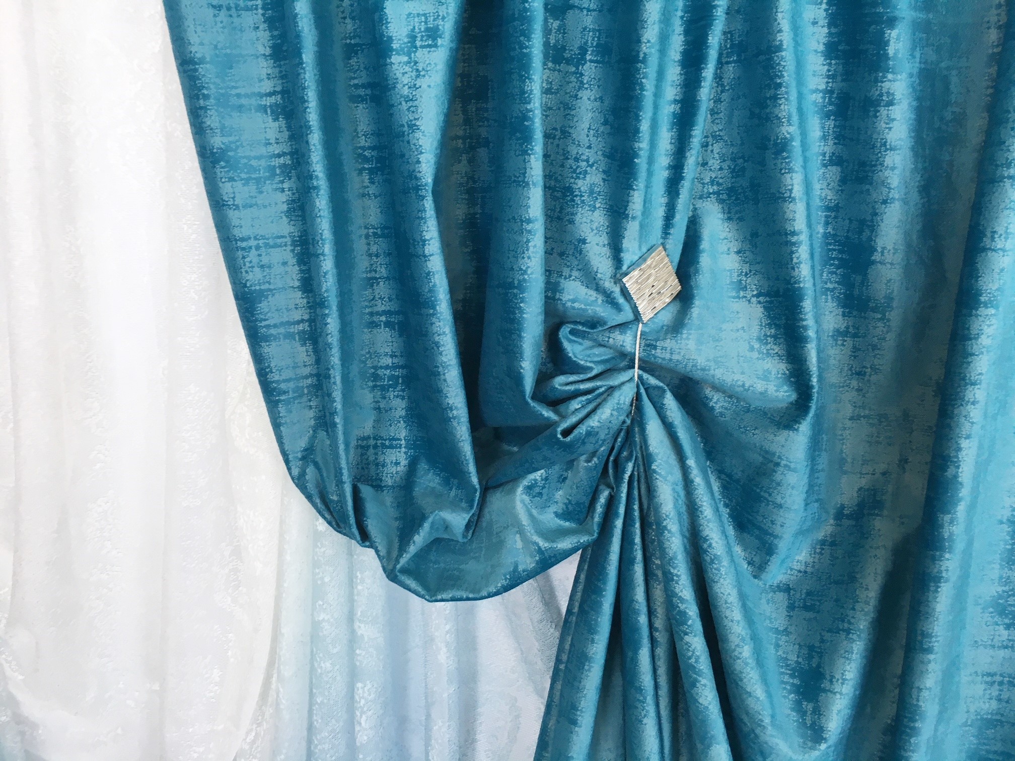 Actively pregnant climate Set 2 draperii cu perdea, DEGRADE, albastru turquoise – HomeCollection